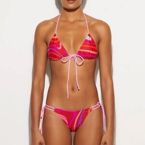 Emilio Pucci Marmo Print Adjustable Bikini Bra and Brief